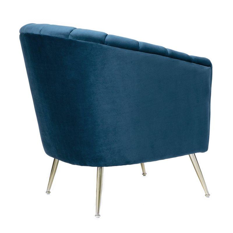 Manhattan Comfort Rosemont Velvet Accent Chair Blue: Upholstered, Semi-Gloss Finish, Wood Frame