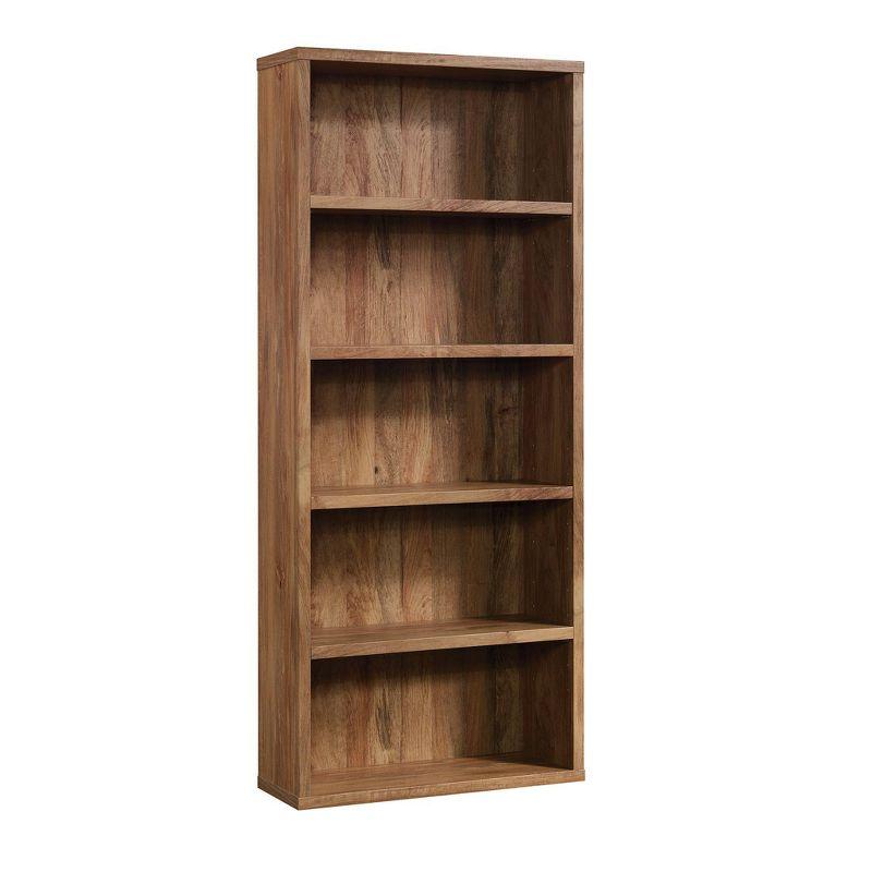 Adjustable White Wood 5-Shelf Bookcase with Lightweight Design