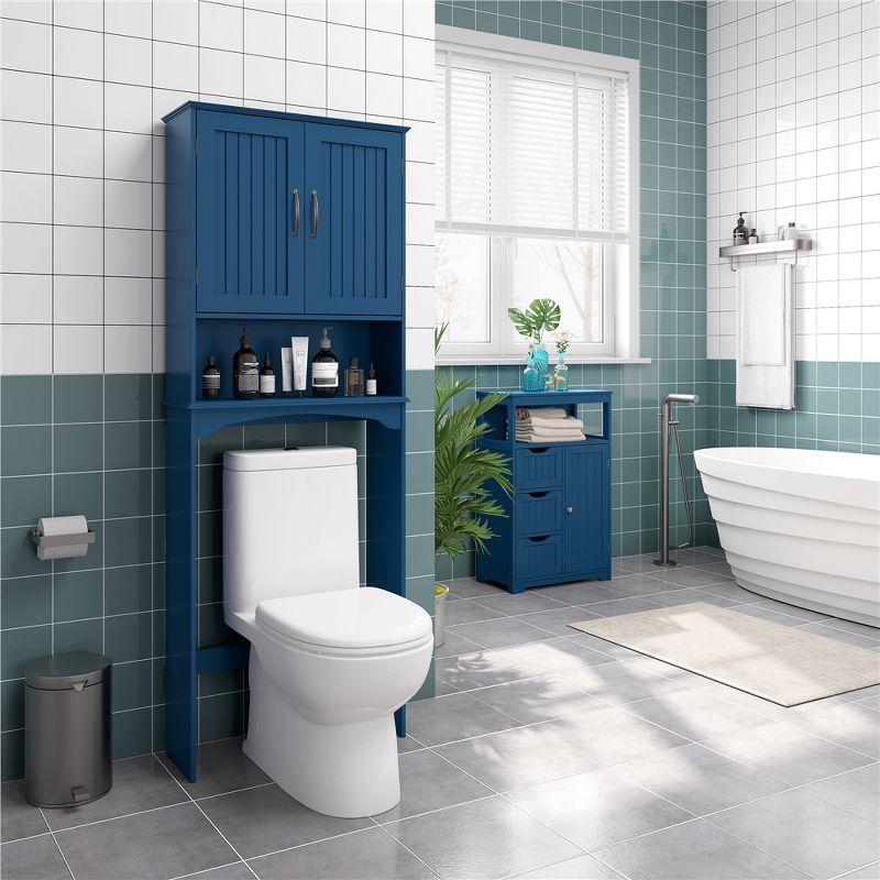 Navy Blue Adjustable Over-the-Toilet Storage Cabinet