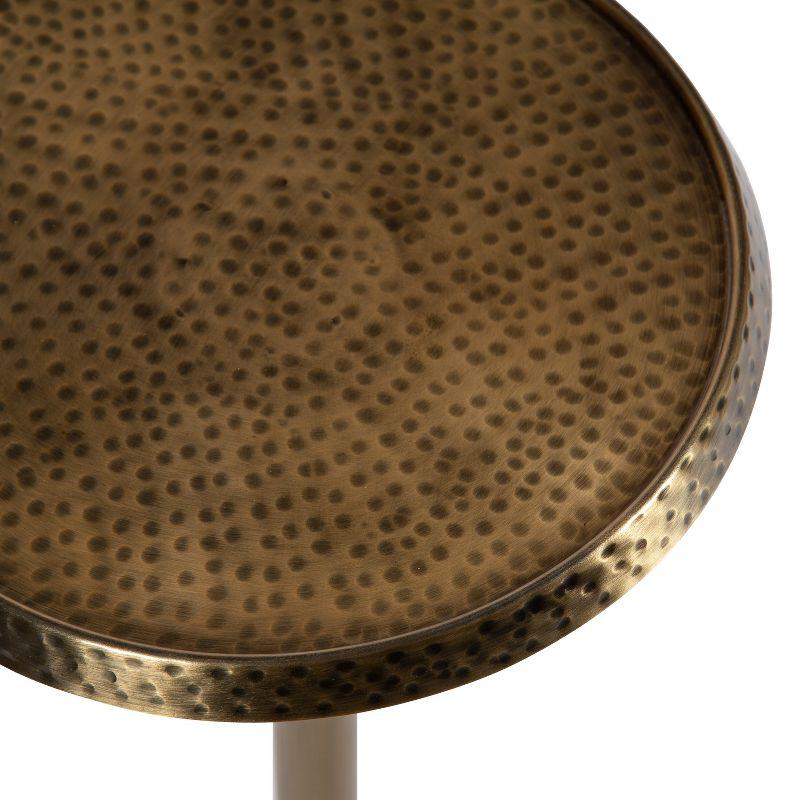 Sanzo Handcrafted Gold Iron Drink Table with Hammered Texture