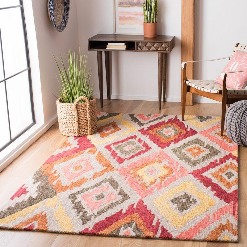 Ikat IKT337 Hand Tufted Area Rug - Beige/Pink - 5'x8' - Safavieh.