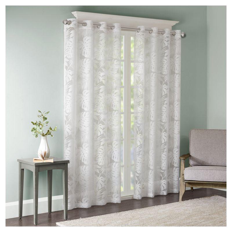 Madison Park Leilani Palm Leaf Burnout Single Window Sheer