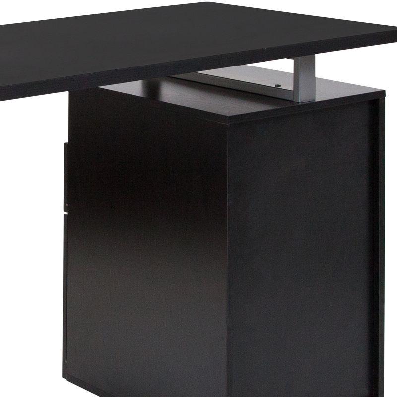 Harwood Dark Ash 51" Computer Desk with Silver Metal Frame and Drawers