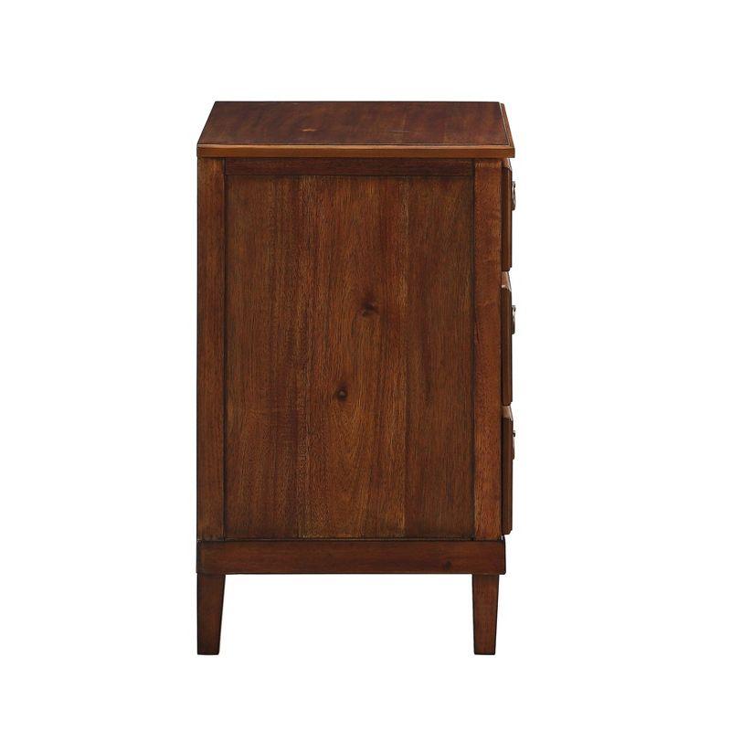 Comfort Pointe Cambridge Nightstand Brown: Elegant 3-Drawer Storage, Metal Hardware, No Assembly Required