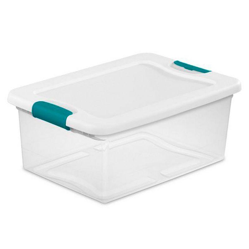 Sterilite 15 Qt Stackable Storage Box with Latching Lid, 12 Pack Bundled with 6 Qt Plastic Organizing Bin with Latch Lid, 12 Pack