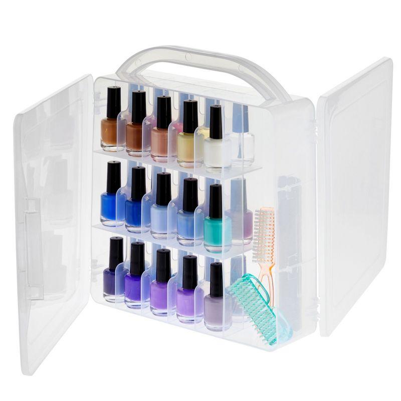 Glamlily Clear Nail Polish Organizer Case, Storage Holder for 30 Bottles and Tools (11.8 x 11.2 x 3.15 In)