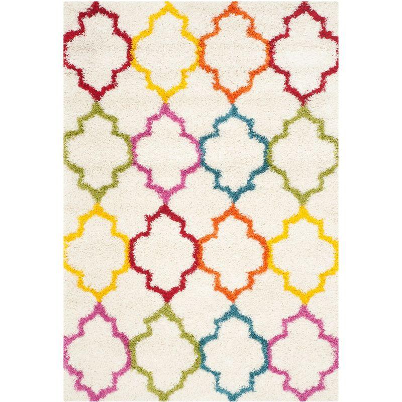 Shag Kids SGK569 Power Loomed Area Rug - Ivory/Multi - 5'3"x7'6" - Safavieh.