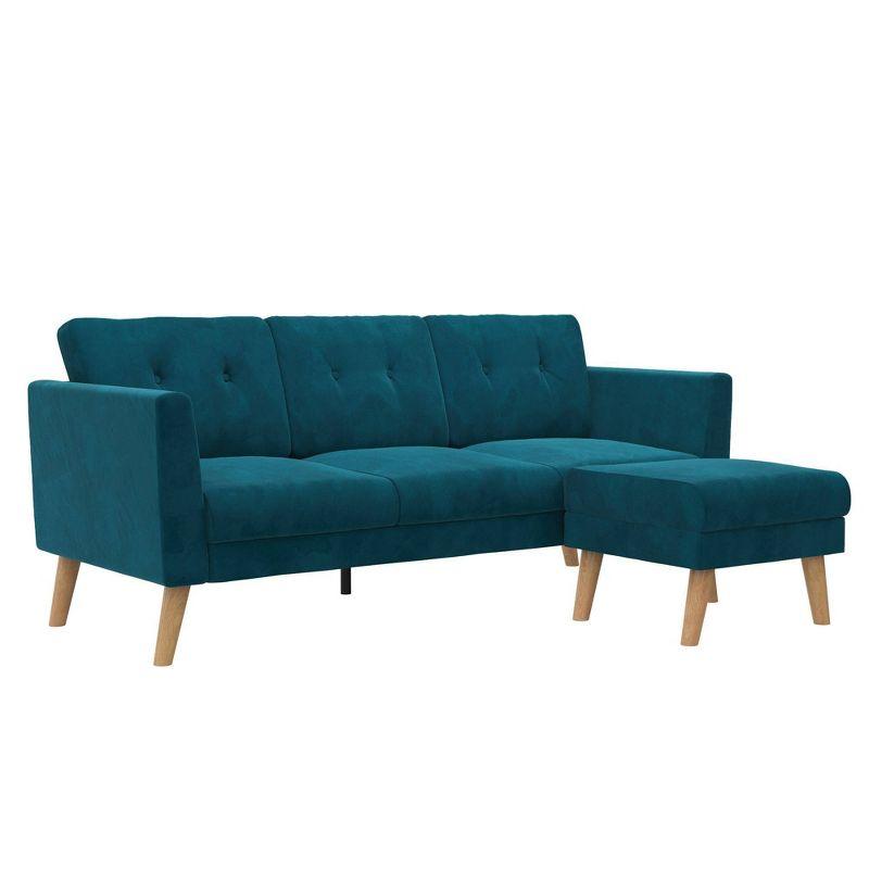 Chic Blue Velvet Tufted Sofa Sectional with Ottoman