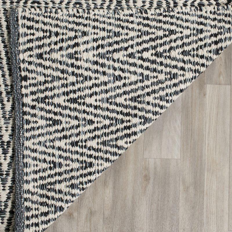 Ivory and Dark Grey Handwoven Cotton Area Rug, 8' x 10'