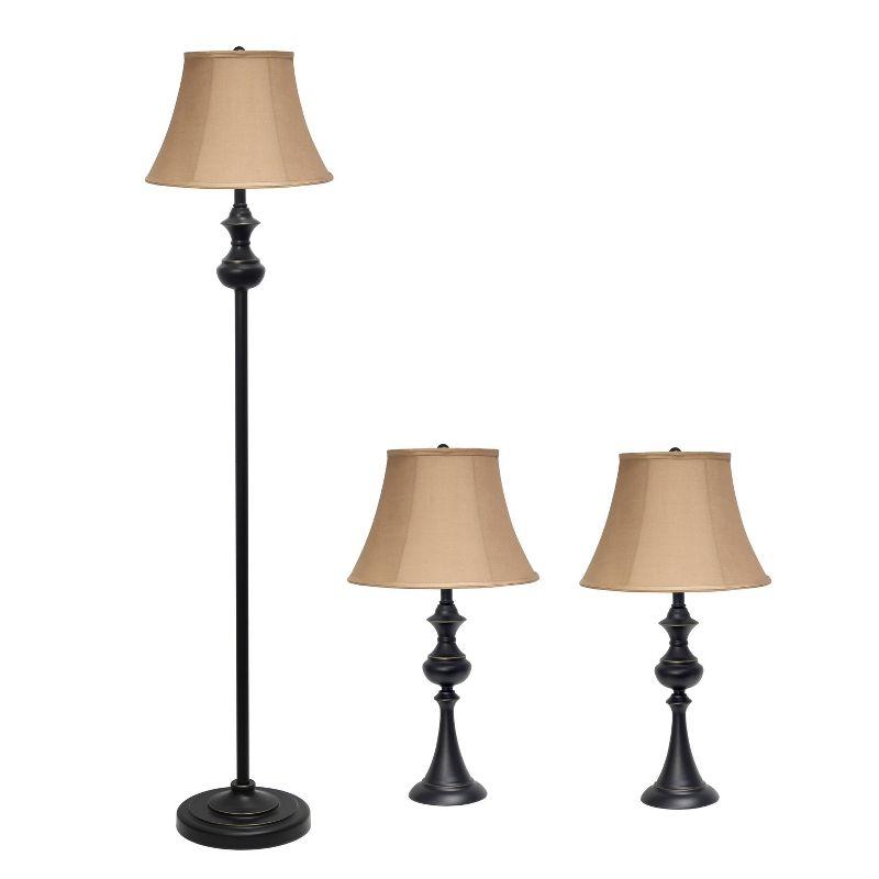 Timeless Elegance 3-Pack Lamp Set in Restoration Bronze with Tan Shades