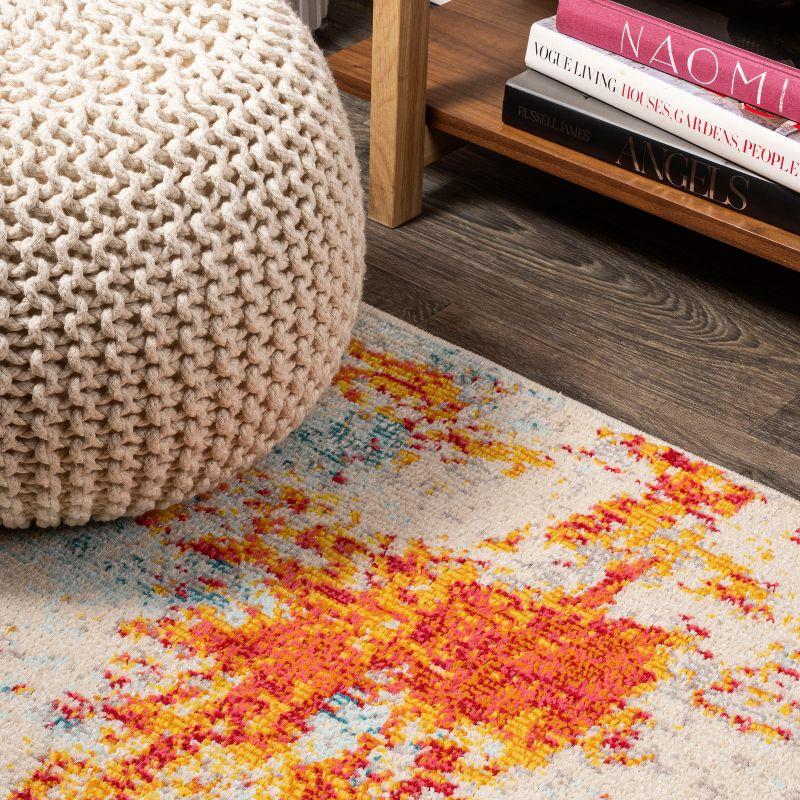 Abstract Orange/Blue/Cream Area Rug