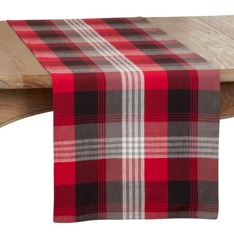 Red and Black Cotton Plaid Table Runner