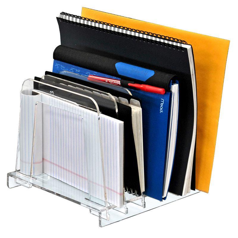 Clear Acrylic File Sorting Desk Organizer with Five Section Dividers