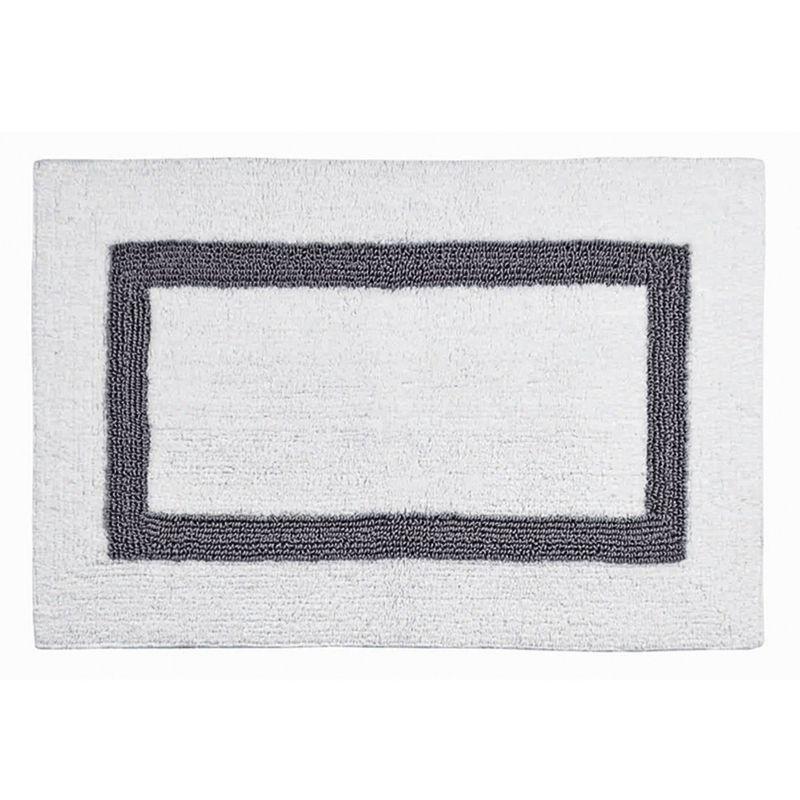 24"x40" Hotel Collection Bath Rug White/Gray - Better Trends: Cotton, Tufted, Machine Washable