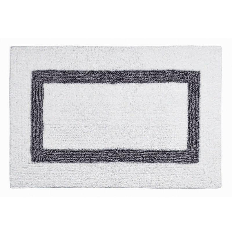 White and Gray Cotton Tufted Rectangular Bath Rug