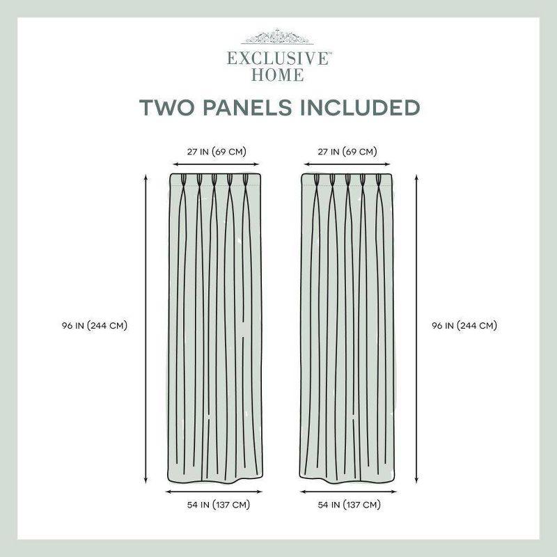 Set of 2 (96"x54") Velvet Heavyweight Pinch Pleat Top Curtain Panel Blush - Exclusive Home: Mid-Century Modern, Light Filtering
