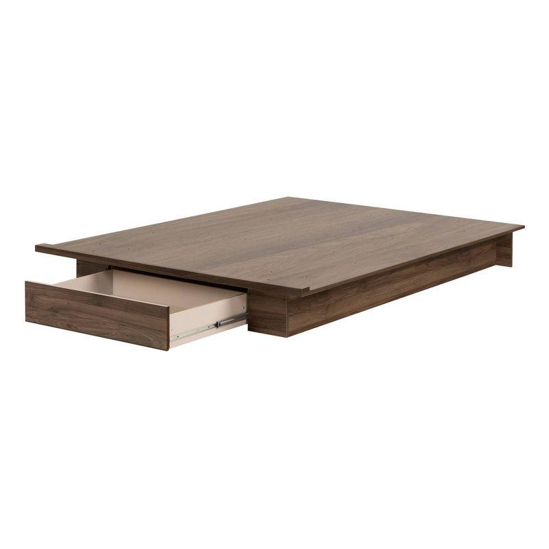 South Shore Full/Queen Musano Platform Bed Set Brown/Natural Walnut: Laminated Particle Board, No Box Spring Needed