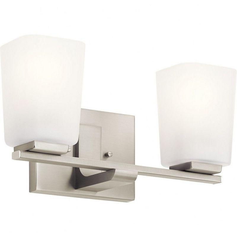 Brushed Nickel 2-Light Modern Vanity Fixture