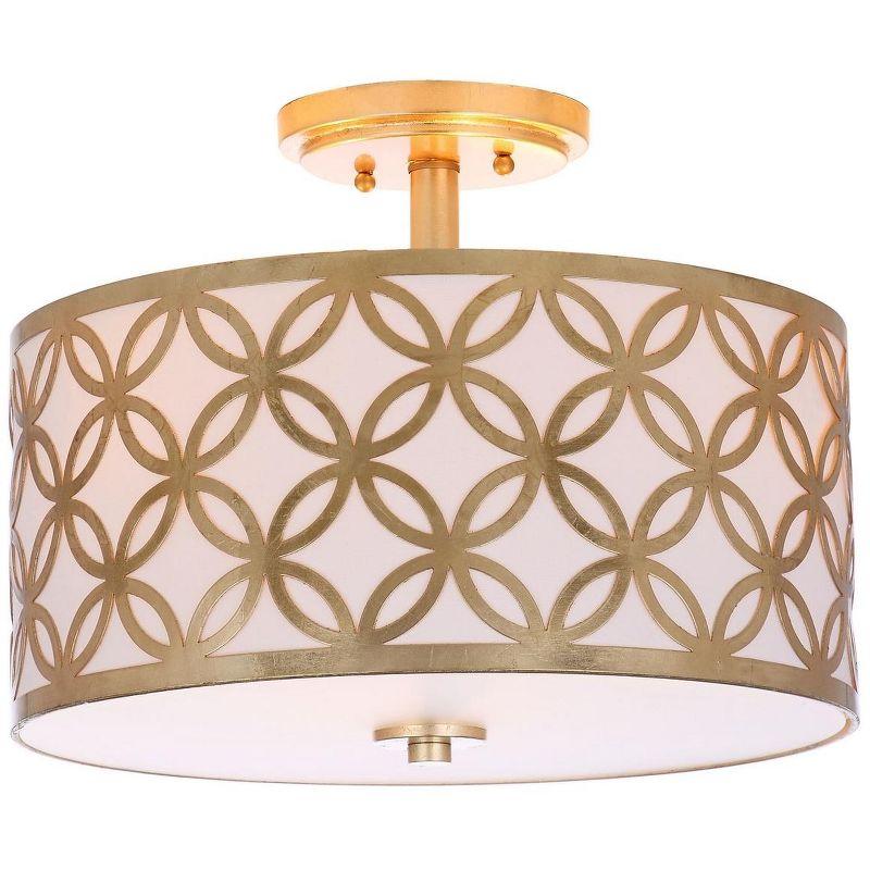 Contemporary Gold Geometric 15" Drum Flush Mount Ceiling Lamp