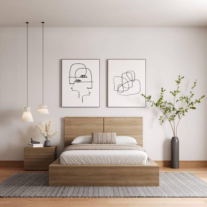 Nexera 3pc Full James Bedroom Set Brown Oak: Modern Style, Includes Nightstand & Headboard