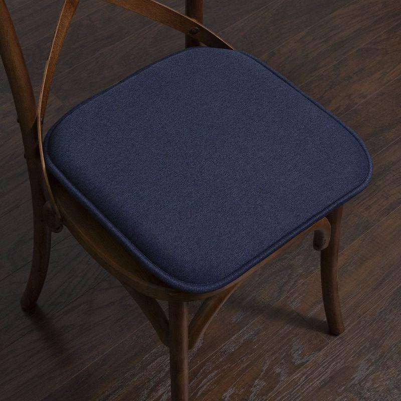 Charlotte Jacquard Memory Foam No Slip Back 16" x 16" Chair Pad Cushion, Navy, 6 Pack