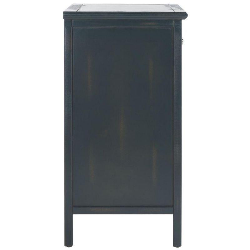 Transitional Steel Teal Wood and Metal Nightstand with Storage