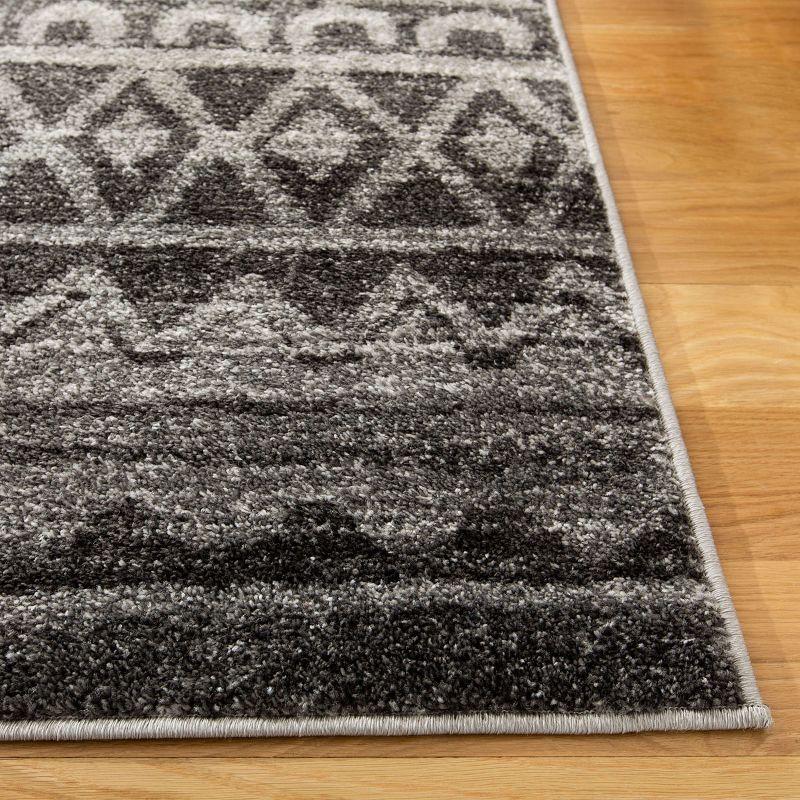 Ivory and Charcoal 6' x 9' Hand-knotted Synthetic Area Rug