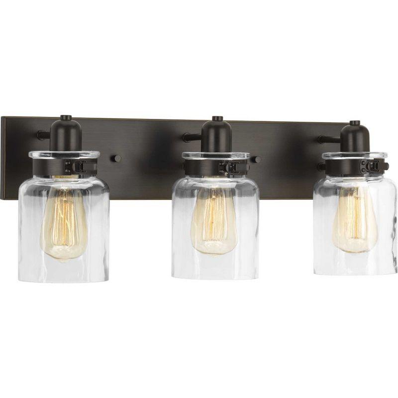 Progress Lighting Calhoun 3-Light Bath Vanity, Steel, Antique Bronze, Clear Glass Shade