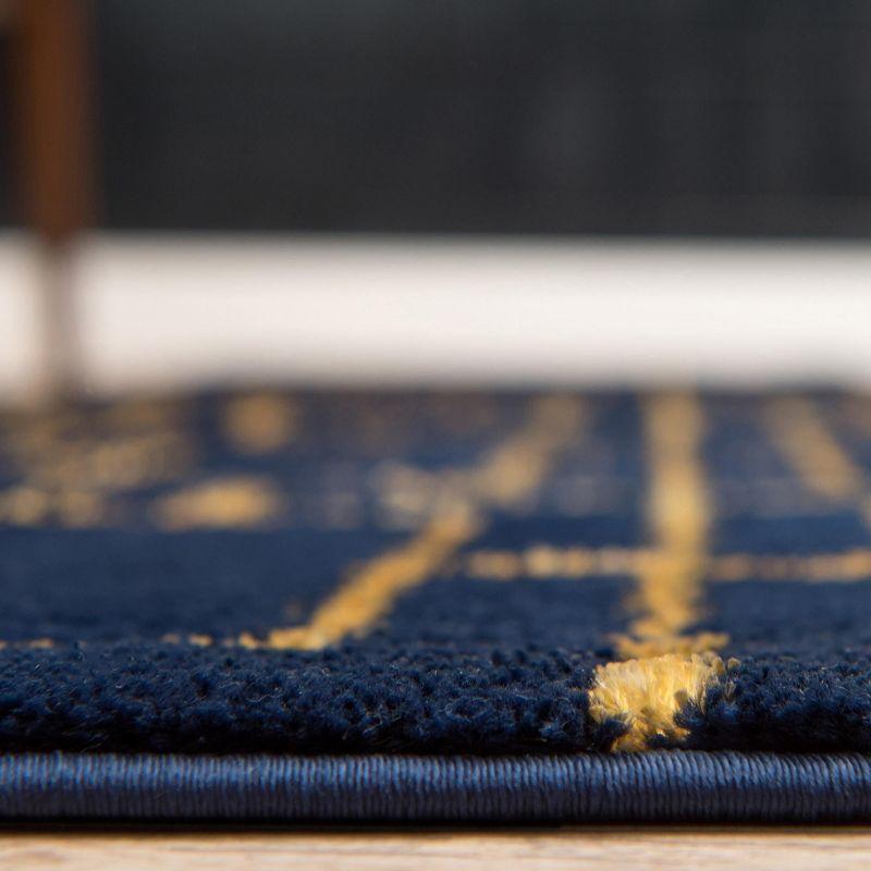 Glam Navy Blue Gold Area Rug