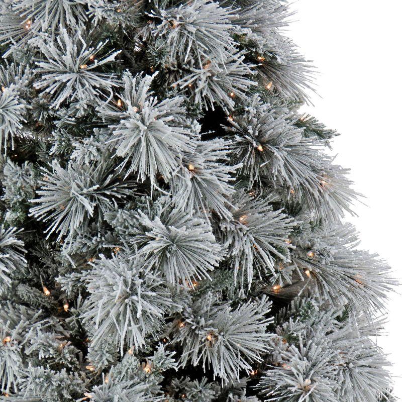 HGTV Pre-lit Flocked Bavarian Pine Artificial Christmas Tree with Clear Lights