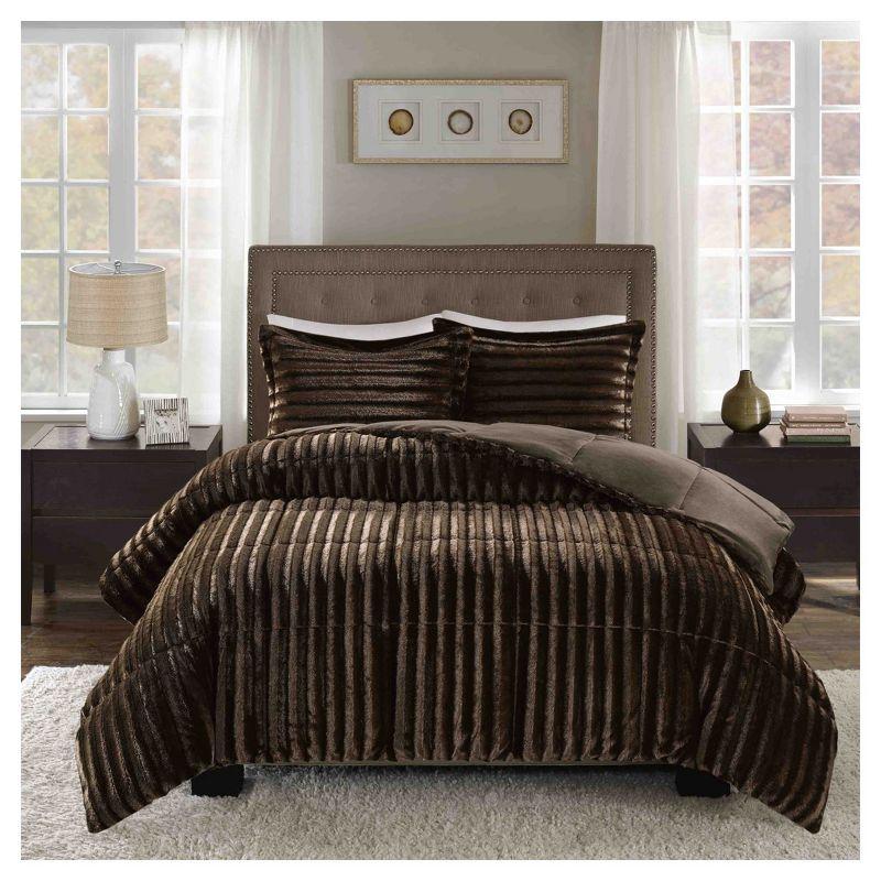 Madison Park Faux Fur 3 Piece Comforter Set