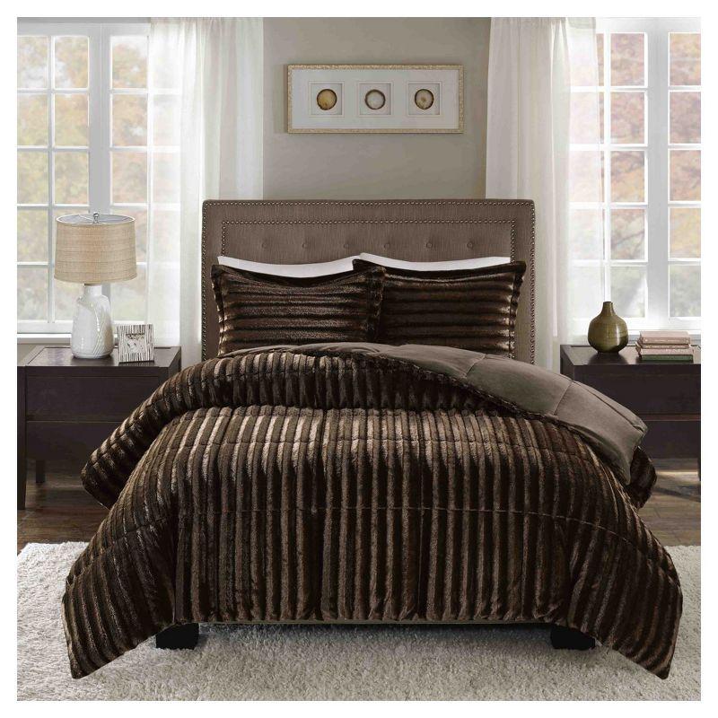 Faux Fur 3 Piece Comforter Set