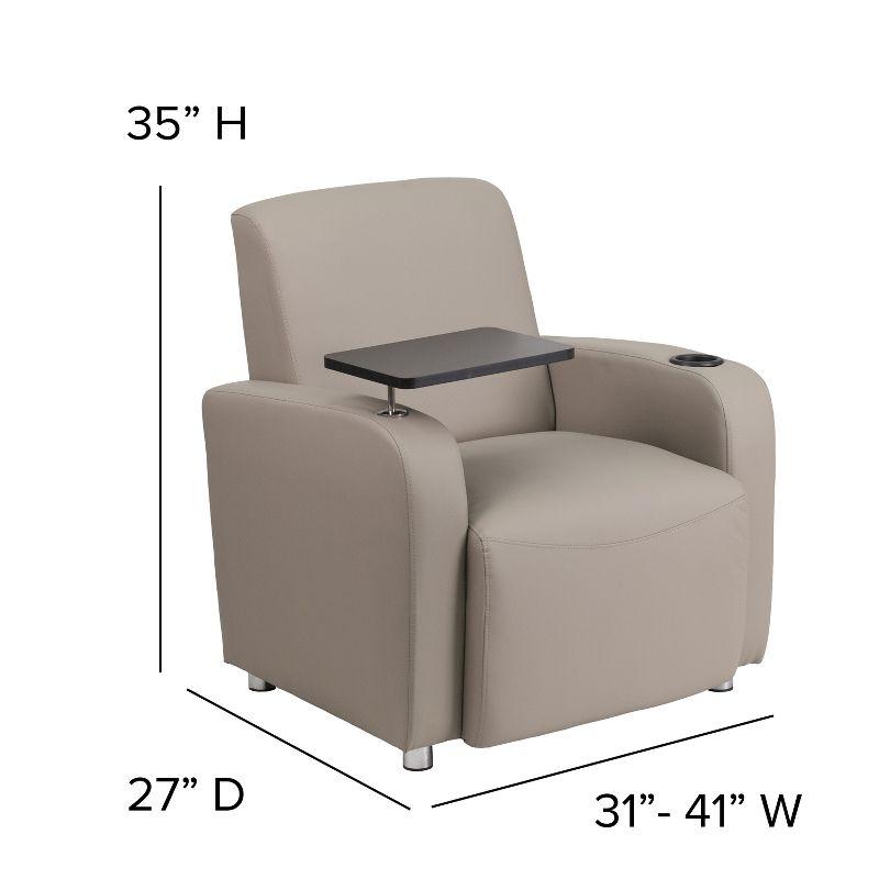 Modern Gray LeatherSoft Guest Chair with Swivel Tablet Arm