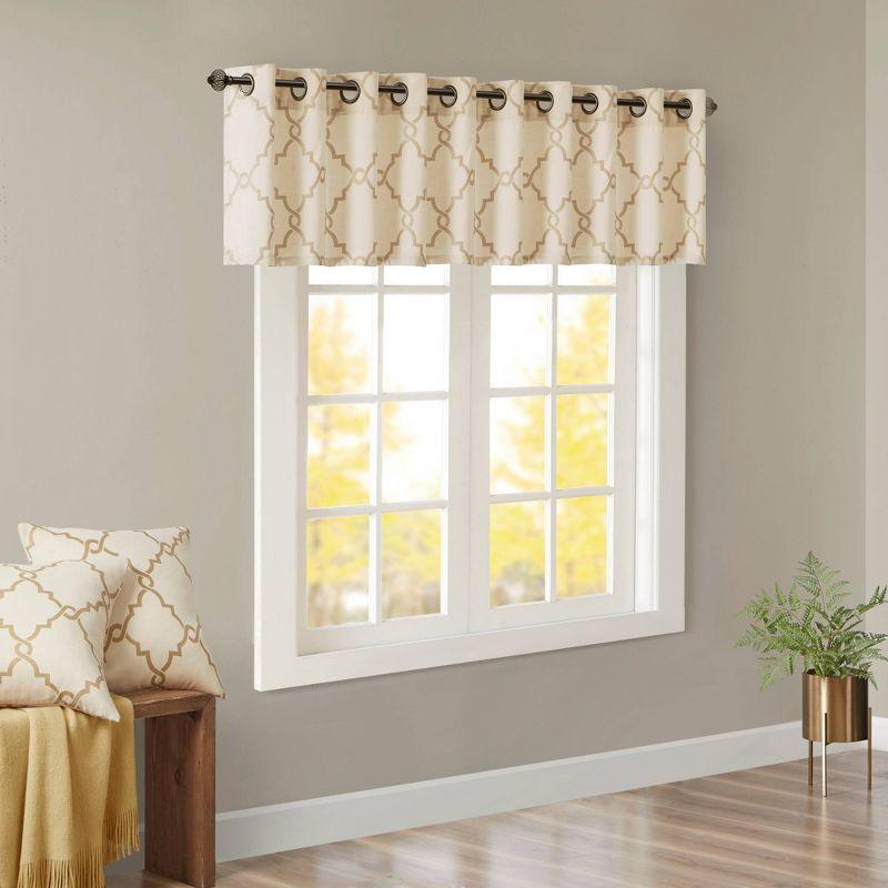 Saratoga Fretwork Print Grommet Top Window Valance