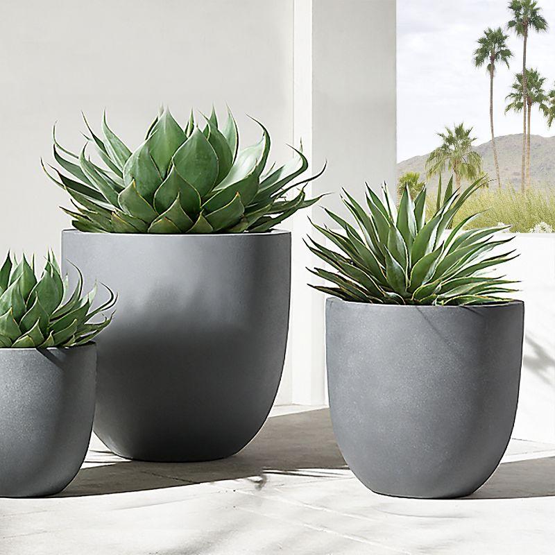 LuxenHome Round Tapered 12.2" H Flower Pot Planter Gray