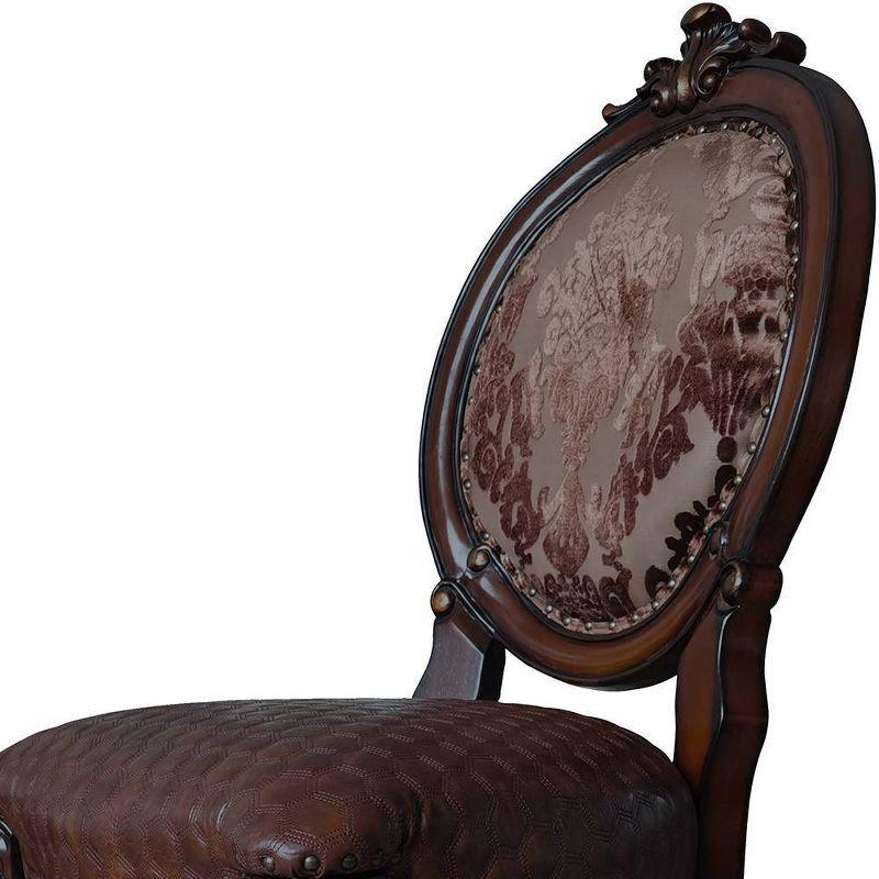 Versailles 21" Dining Chairs Cherry - Acme Furniture: Traditional Style, Button Tufted, Nailhead Trim