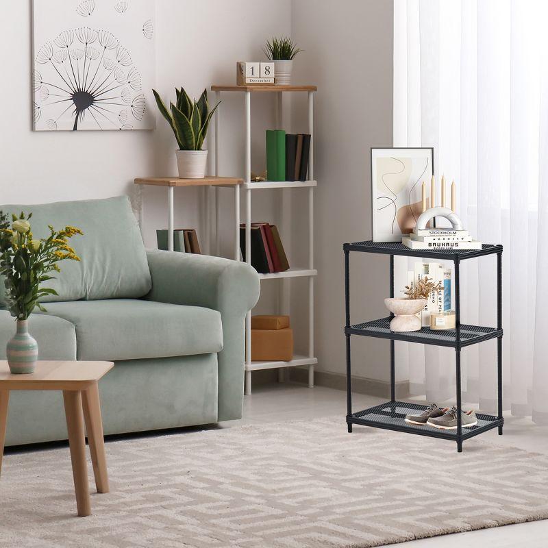 Design Ideas MeshWorks 3 Tier Full-Size Metal Storage Shelving Unit Rack for Kitchen, Office, and Garage Organization, 23.6” x 13.8” x 31.5,” Black