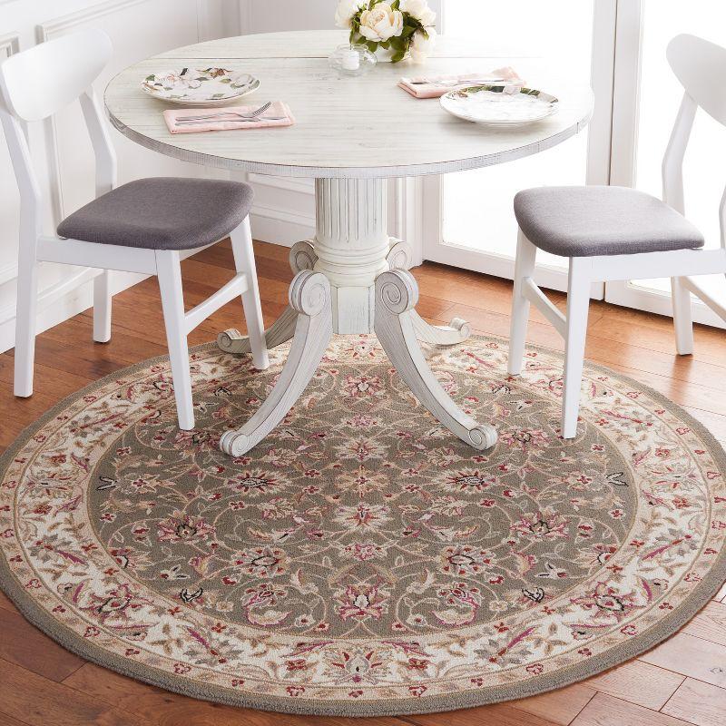 Ivory Elegance 3' Round Hand-Knotted Wool Area Rug