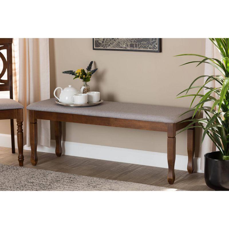 Corey 48'' Gray Fabric and Walnut Wood Classic Dining Bench