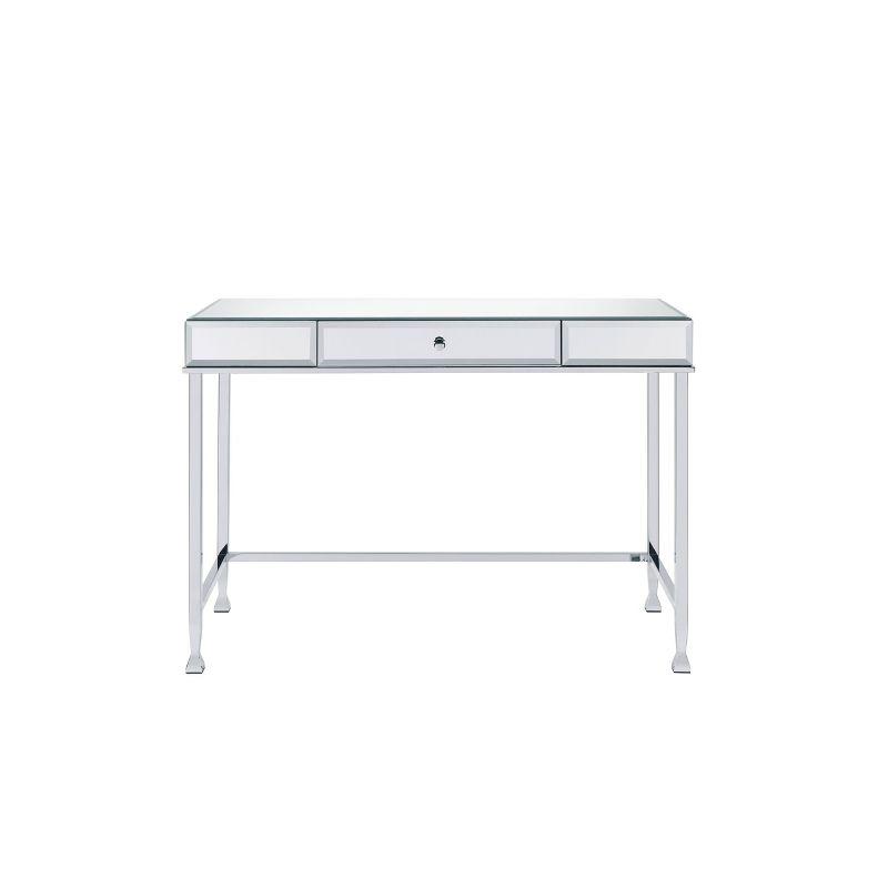 Canine Writing Desk Mirrored/Chrome - Acme Furniture: Contemporary Office Furniture with Drawer