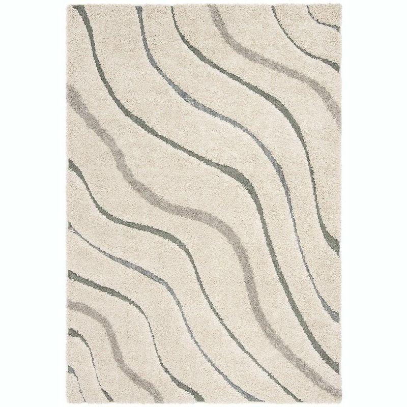 Florida Shag SG472 Power Loomed Indoor Area Rug - Cream/Light Blue - 6'x9' - Safavieh