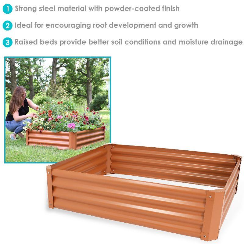 Sunnydaze Raised Powder-Coated Steel Rectangle Garden Bed Kit for Plants, Flowers, Herbs and Vegetables - 47" W x 11" Deep - Brown