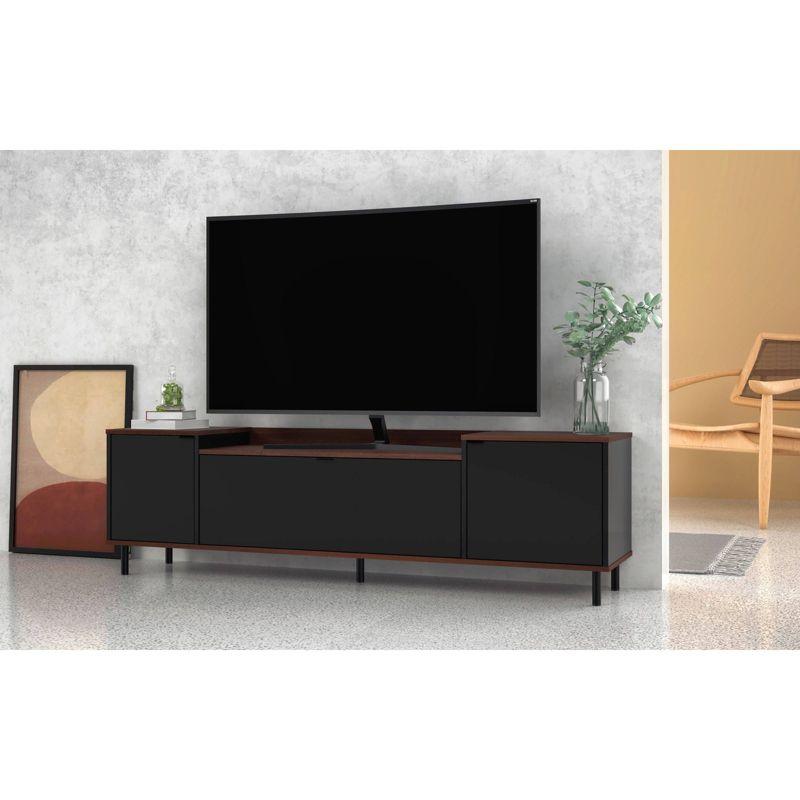Mosholu TV Stand for TVs up to 60" Black/Nut Brown - Manhattan Comfort: Media Storage, Cable Management