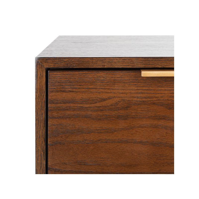 Pierre Sleek Gold Metal and Walnut One Drawer Nightstand