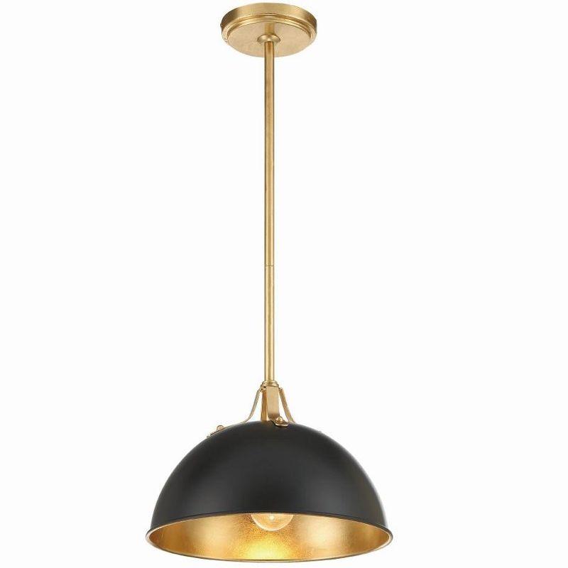 Matte Black and Antique Gold Mini Dome Pendant Light