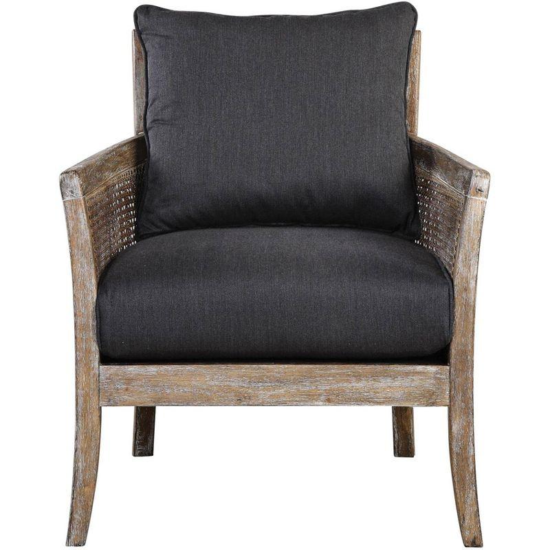 Sandstone Frame with Lush Dark Gray Fabric Coastal Accent Chair