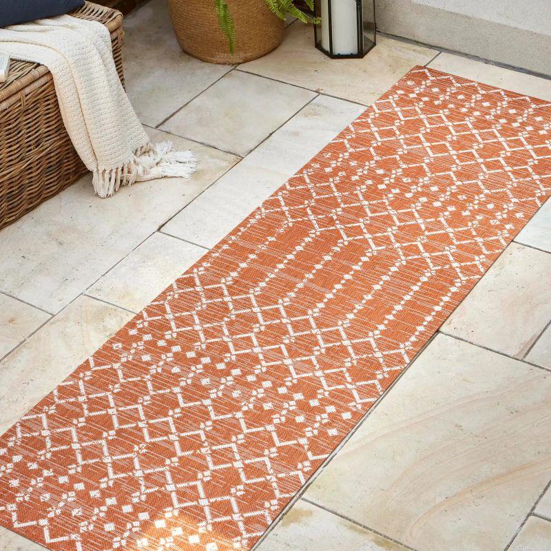 Ourika Moroccan Geometric Textured Weave Indoor/Outdoor Area Rug - JONATHAN Y