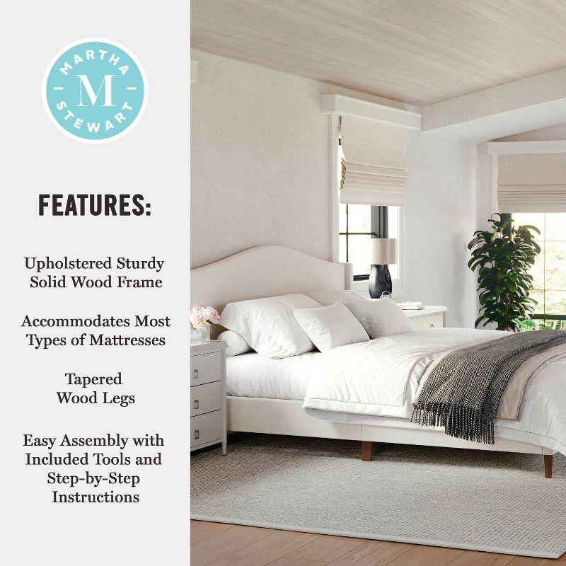 Martha Stewart King Amelia Upholstered Platform Bed Beige/Walnut