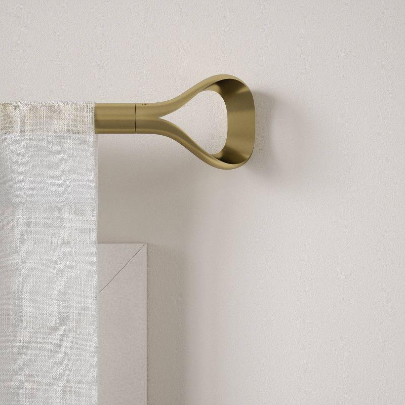 Gold Adjustable Modern Curtain Rod with Loop End 42-120"