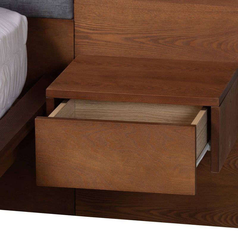 Baxton Studio Eliana Fabric Wood Platform Storage Bed with Nightstands Gray/Ash Walnut